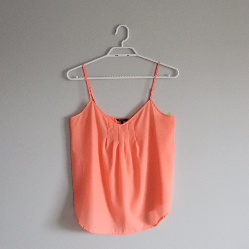 Talula Aritzia Women's Sz S Orange‎ Pleated Sleeveless Flowy Tank Top Blouse Top